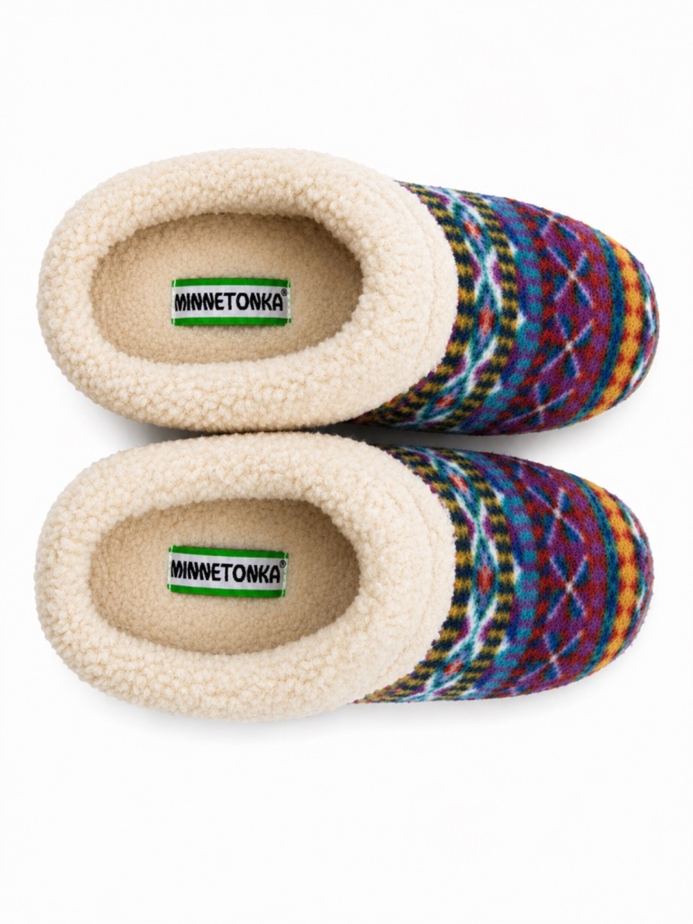 Minnetonka Southwestern Geometric Faux Fur Slippers 11M